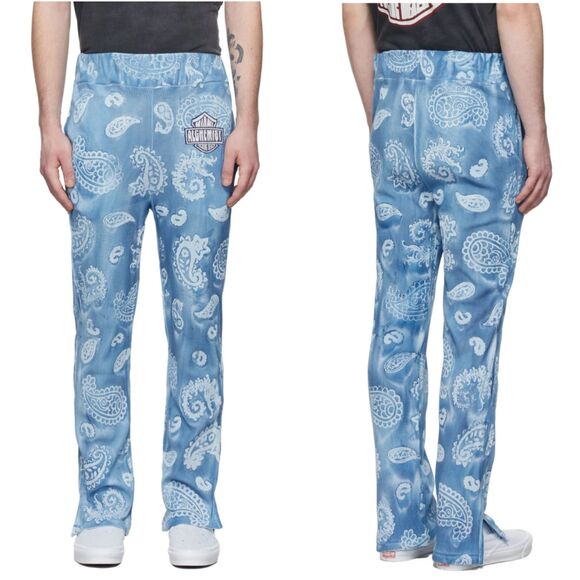Alchemist Mens Blue‎ Lando Lounge Straight Leg Waffle Knit Paisley Pants Size XL - Picture 1 of 9